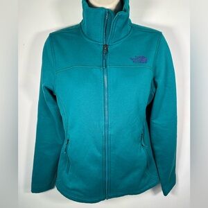 The North Face women’s turquoise fleece jacket size small